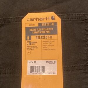 NWT Men’s Carhartt RUGGED FLEX RELAXED FIT CANVAS WORK PANT - Size 42 x 30